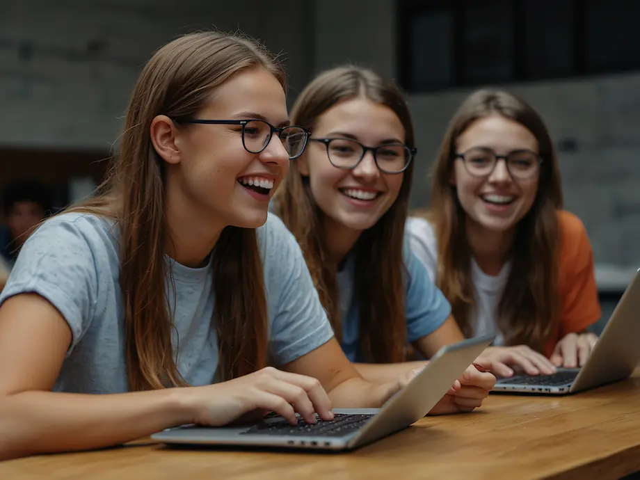 young-laughing-female-students-enjoy-studying-their-laptops